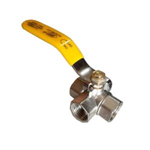 SRP 1/2" inch 3 Way Ball Valve Female Brass & Copper- BSP Threded Nickle Finish Sutable For Water Oil Gas So more 1Pc Pack (L port 15 mm)