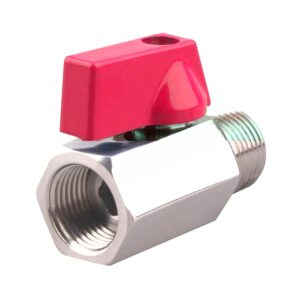 KHANJAN Mini Ball Valve ¼”- 3/8”- ½” Male x Female Shut-Off Valve Quarter Turn Aluminium Lever Handle (Made of brass & copper)
