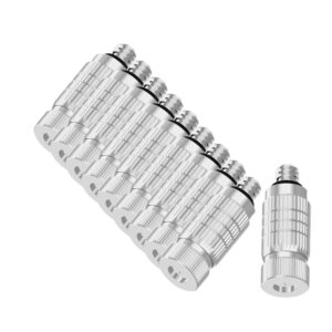 KHANJAN Brass and Copper High-Pressure Anti-drip Fogging Spray Atomizing Misting Head Nozzle For Sprinkler Greenhouse, Garden Humidification Landscaping Dust Control-10 Pack (0.2 MM)