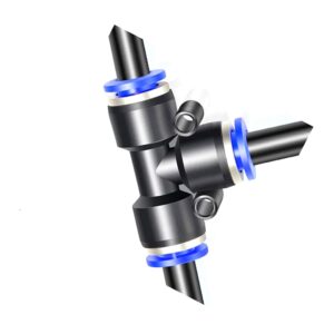 SRP- Pneumatic 3way Union Push Fitting Tee Connector use for 6mm OD Hose Tube- Quick Install Air Water Vacuum Ideal for Garden Cooling Misting Systems - Pack of 10