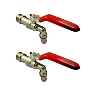 SRP 1/2" Nozzle Cock Valve, Taps with Red Handle Suitable Hose Pipe Connection for Outside Gardening Watering, Car & Bike Washing, Public Utilities, Laundry Pools, Bikes Cars..an Others (Pack of 2)